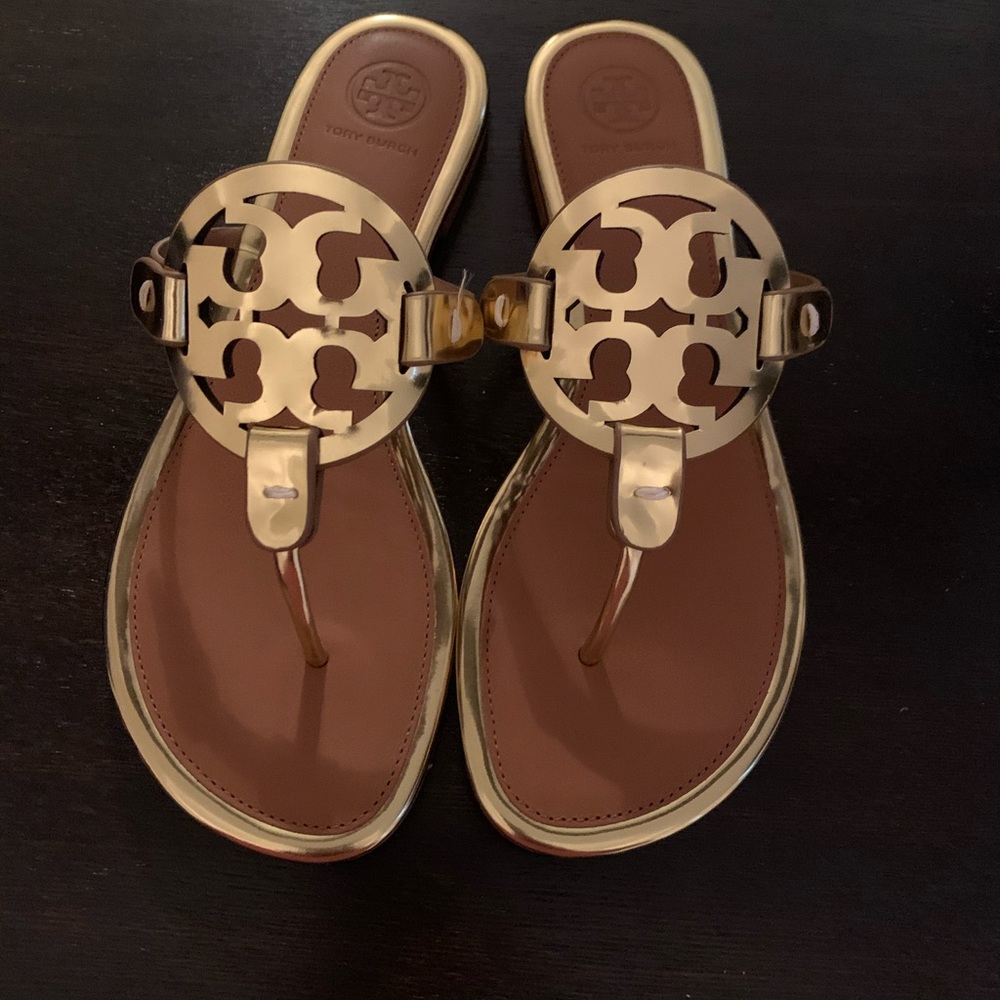 Tory Burch gold metallic miller sandals- size 7.5